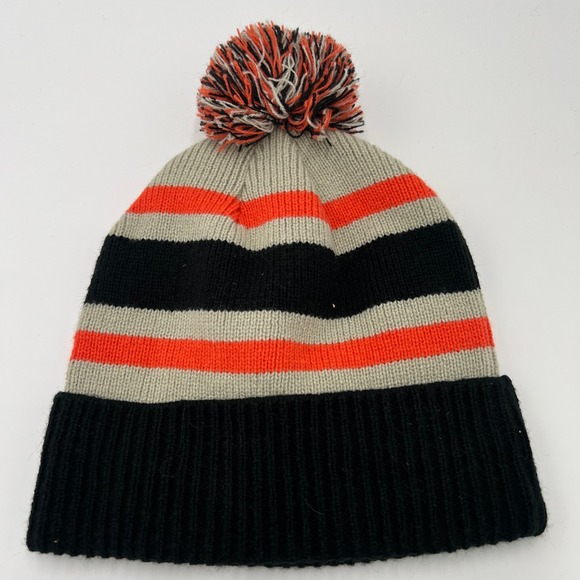 Philadelphia Flyers NHL Fanatics Pom Beanie Hat Orange Black Grey Winter Knit - Picture 2 of 4
